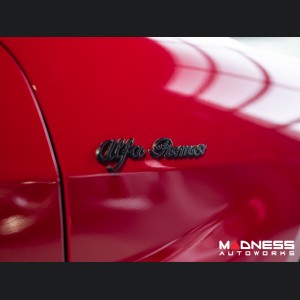 Alfa Romeo Emblem Set - Black - "Alfa Romeo" + "Sportiva" 