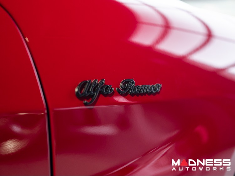 Alfa Romeo Emblem Set - Black - "Alfa Romeo" + "Sportiva" 