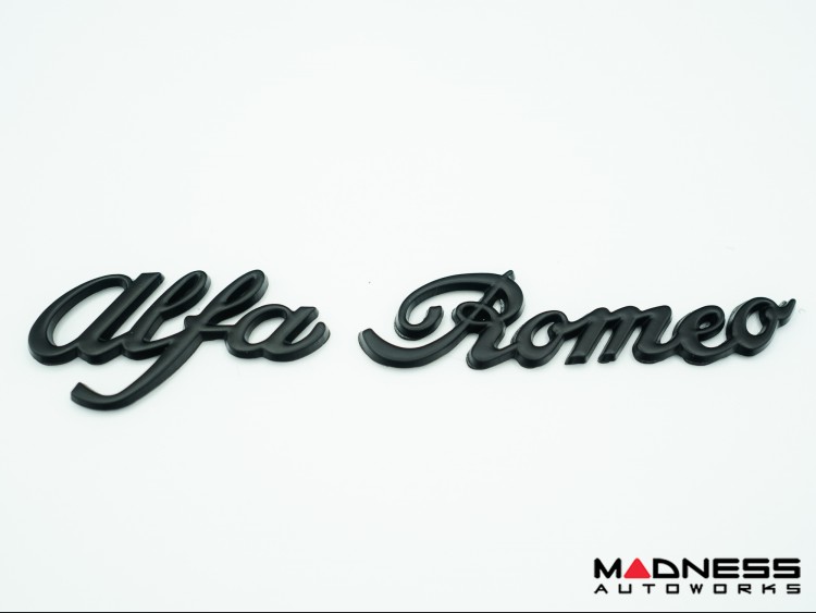 Alfa Romeo Emblem Set - Black - "Alfa Romeo" + "Sportiva" 