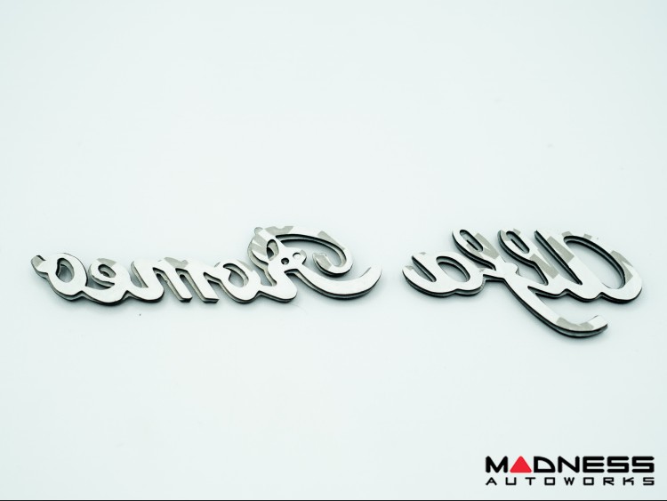 Alfa Romeo Emblem Set - Black - "Alfa Romeo" + "Sportiva" 
