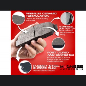 Alfa Romeo Giulia Brake Kit - 2.0L - Front + Rear - R1 Concepts - Ceramic Brake Pads - eLINE Drilled + Slotted Rotors