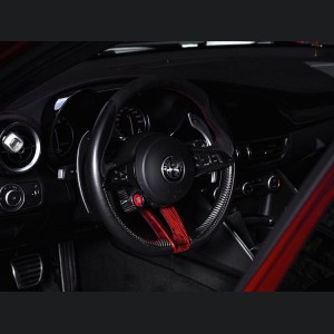 Alfa Romeo Giulia Steering Wheel Trim - Carbon Fiber - Lower Trim Set - Red Candy - QV Model