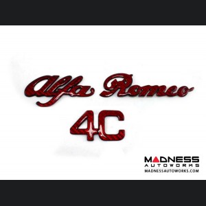 Alfa Romeo 4C Carbon Fiber Engine Cover Emblem - Alfa Romeo in Red Candy