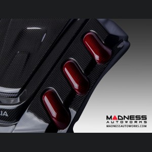 Alfa Romeo Giulia Engine Cover - Carbon Fiber - QV Version - Red Candy Accents