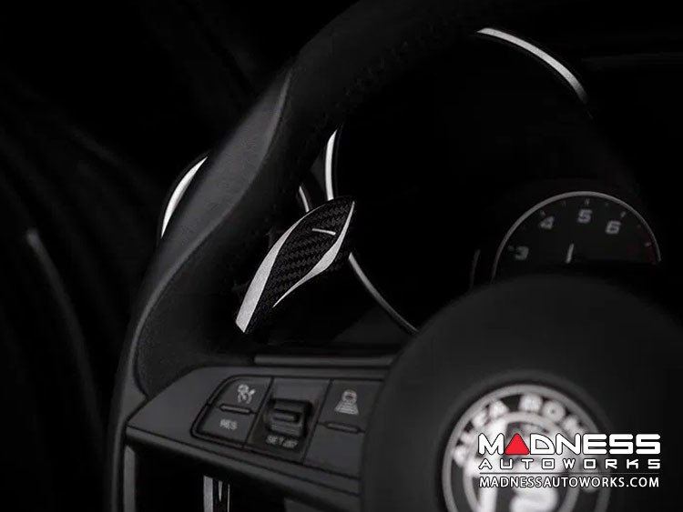 Alfa Romeo Giulia Paddle Shifter Covers - Carbon Fiber - White Carbon