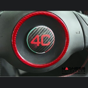 Alfa Romeo 4C Steering Wheel Trim - Carbon Fiber - Air Bag Circle Frame - Red Candy