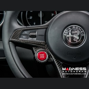 Alfa Romeo Stelvio Steering Wheel Trim - Carbon Fiber - Main Center Trim Piece - Red Candy
