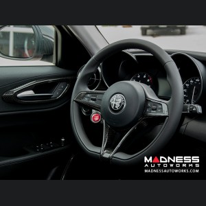 Alfa Romeo Stelvio Steering Wheel Trim - Carbon Fiber - Main Center Trim Piece - Red Candy
