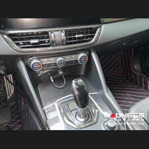 Alfa Romeo Giulia Center Console Trim Set - Carbon Fiber - Two Piece Kit - Pre '20 - Feroce Carbon