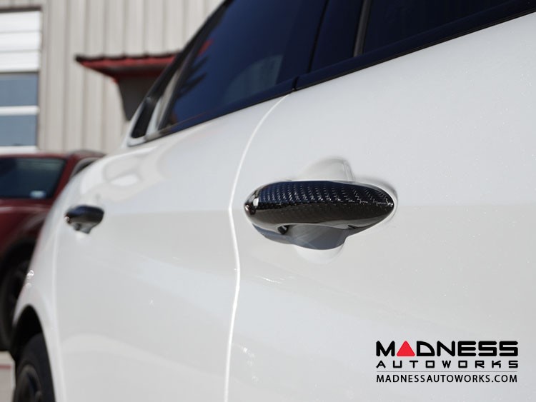 Alfa Romeo Giulia Exterior Door Handle Set - Carbon Fiber - White Pearl