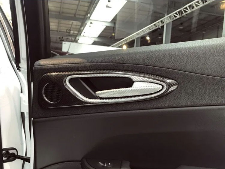 Alfa Romeo Giulia Interior Door Handle Surround Trim Set - Carbon Fiber - White Pearl