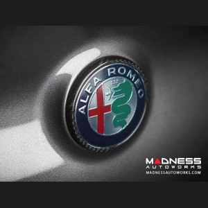 Alfa Romeo Giulia Carbon Fiber Rear Emblem Frame Trim - Red Candy