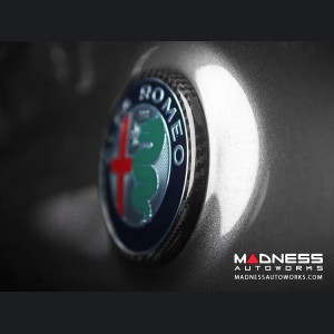 Alfa Romeo Giulia Carbon Fiber Rear Emblem Frame Trim - Red Candy