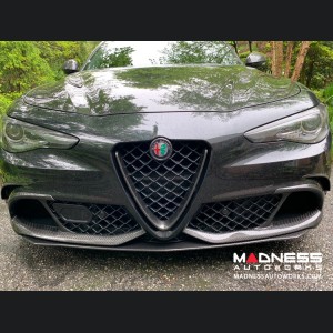 Alfa Romeo Giulia Front V Shield Grill Frame + Emblem Frame Kit - Carbon Fiber - QV Model