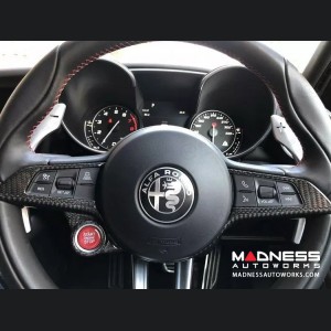 Alfa Romeo Giulia Steering Wheel Trim - Carbon Fiber - Center Trim Piece - Black/ White Candy - QV Model