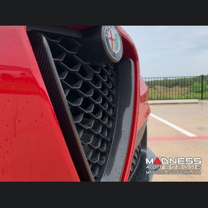 Alfa Romeo Stelvio Front V Shield Grill Frame + Emblem Frame Kit - Carbon Fiber - Feroce Carbon