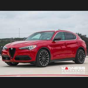 Alfa Romeo Stelvio Front V Shield Grill Frame + Emblem Frame Kit - Carbon Fiber - Feroce Carbon