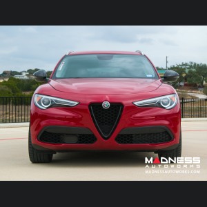 Alfa Romeo Stelvio Front V Shield Grill Frame + Emblem Frame Kit - Carbon Fiber - Feroce Carbon