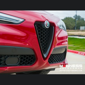Alfa Romeo Stelvio Front V Shield Grill Frame + Emblem Frame Kit - Carbon Fiber - Feroce Carbon