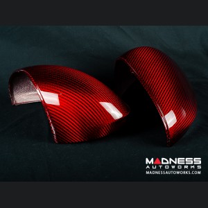 Alfa Romeo Giulia Mirror Covers - Carbon Fiber - Full Replacements - Red Candy