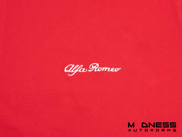 Alfa Romeo Polo Shirt - Red - White Script Logo, for Alfa Romeo