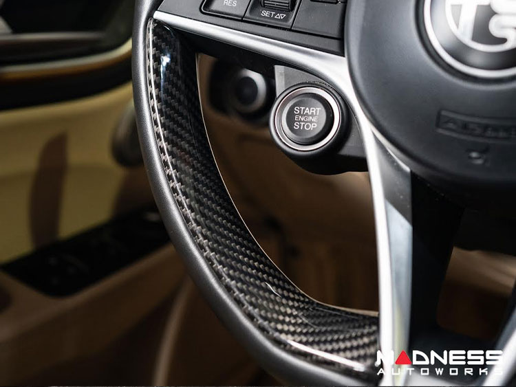 thumbnail image 2 of Real Carbon Fiber Steering Wheel Center Trim Cover For Alfa Romeo Giulia & Stelvio - 2 Piece Set 2 of 5